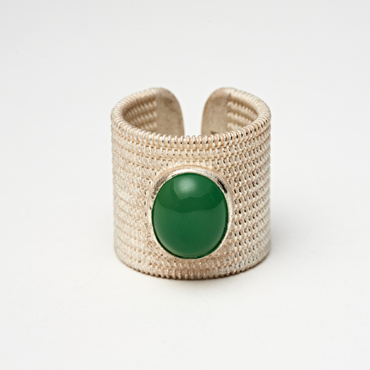 Woven Inlay Ring "Emerald"