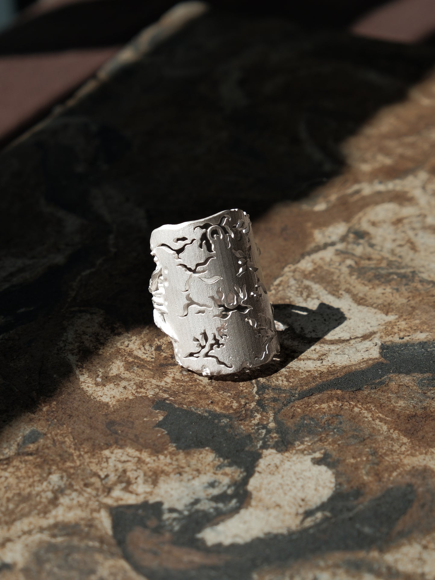 White Openwork Vine Ring