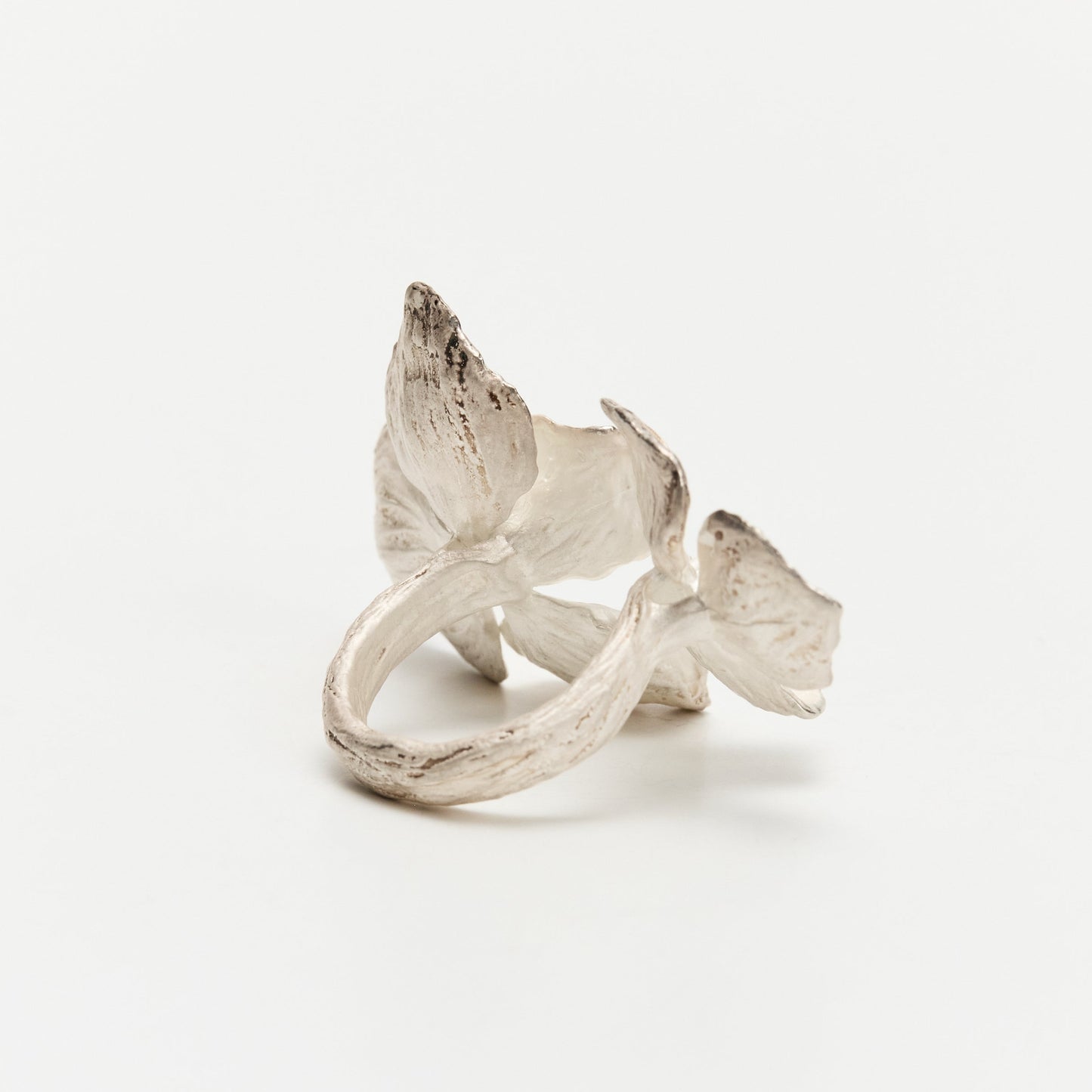 White Clustered Pompon Twin-set Ring