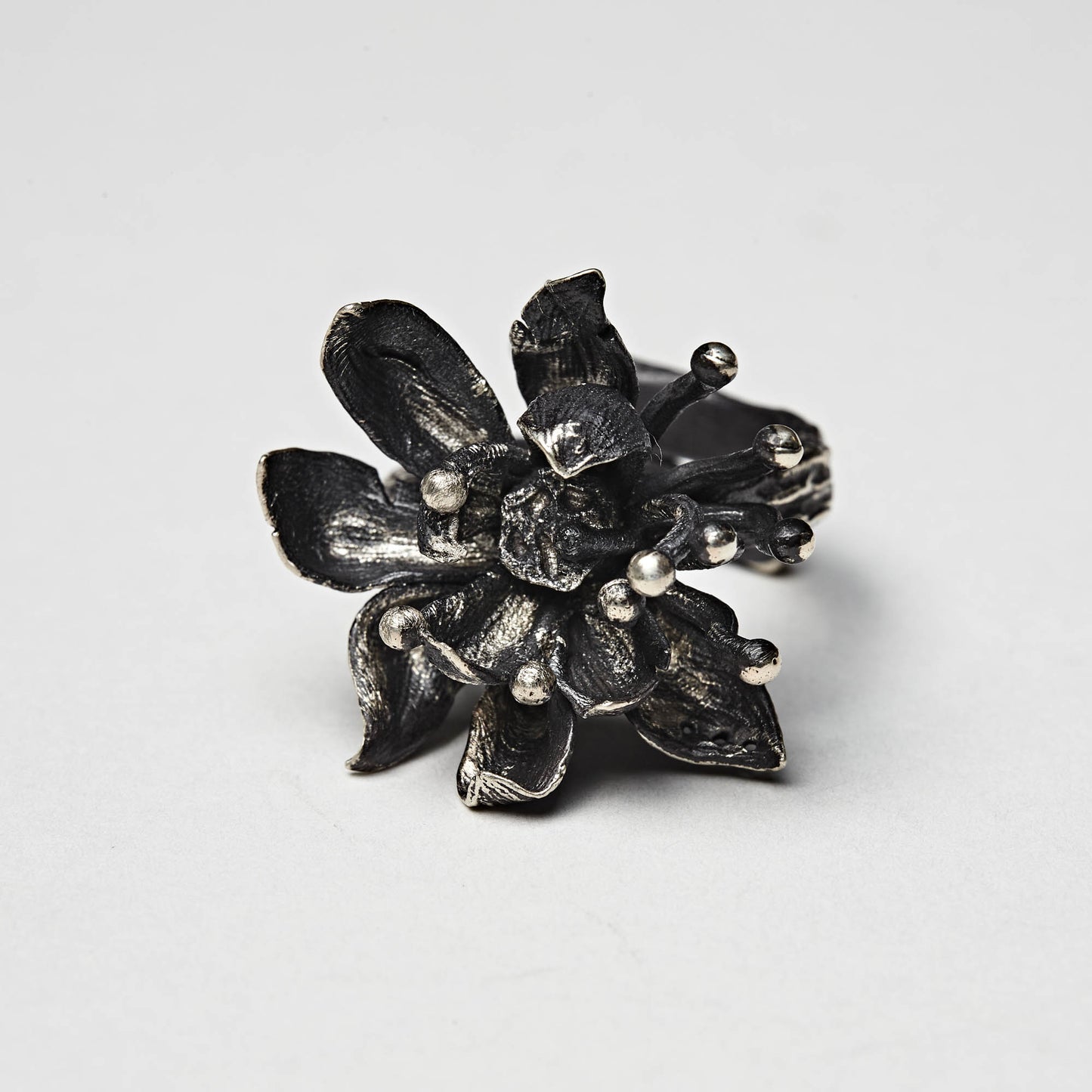 Noir lotus flower Ring