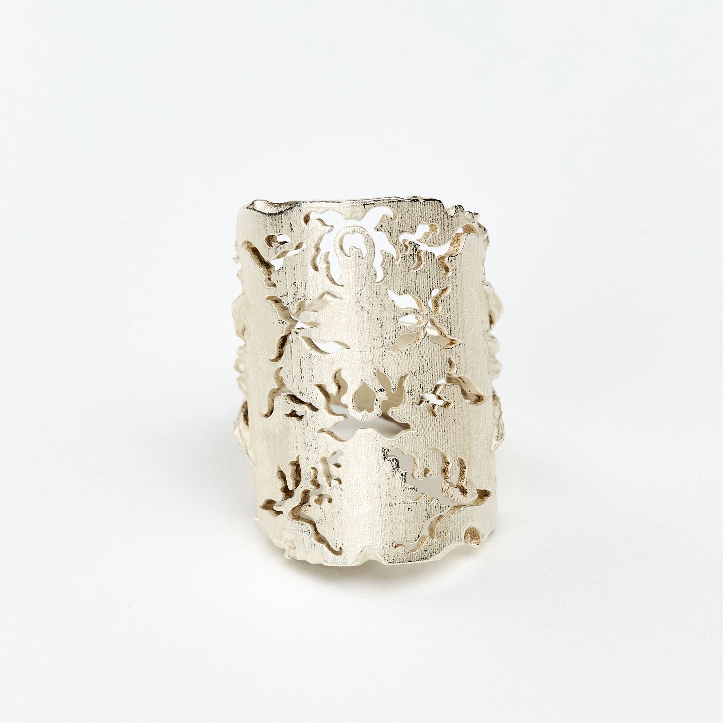 White Openwork Vine Ring