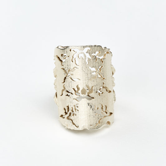 White Openwork Vine Ring